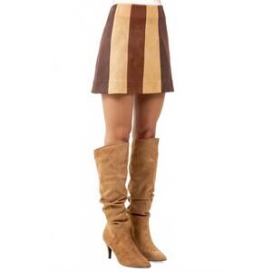 NEW WHITEROOM+CACTUS suede mini skirt in brown multi